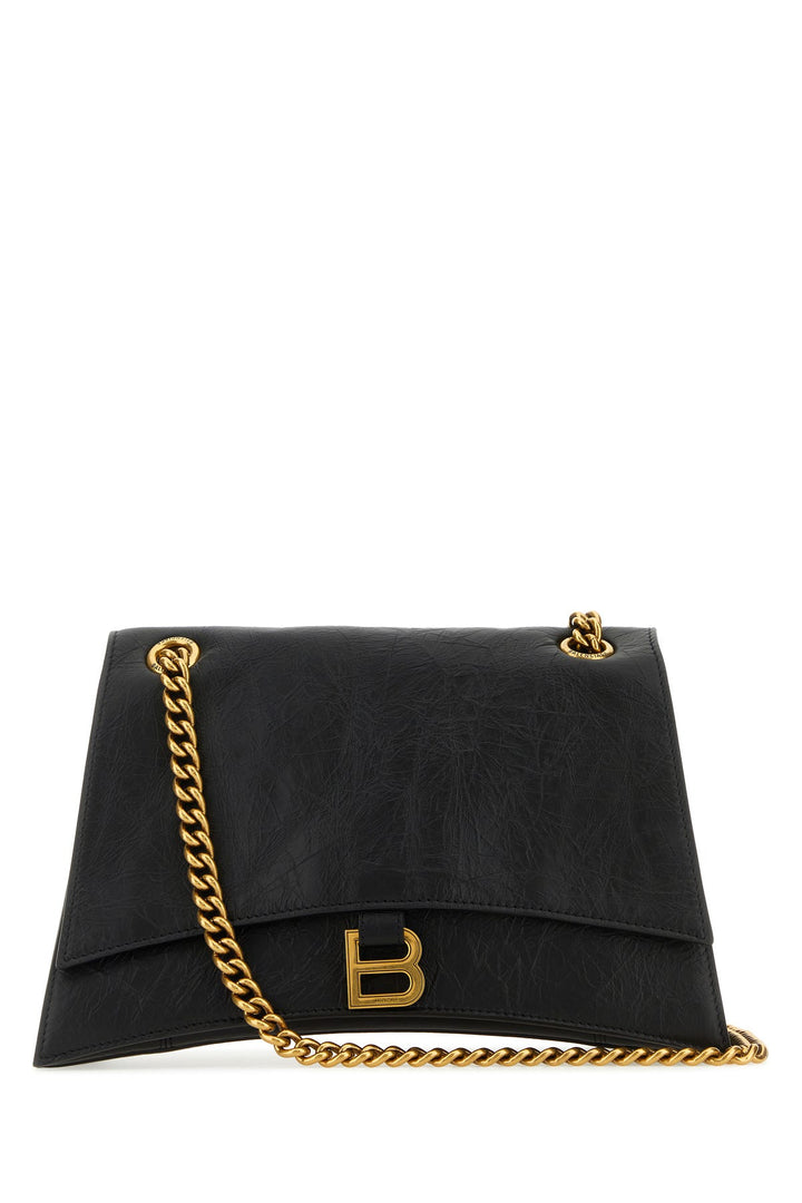 Black leather medium Crush shoulder bag