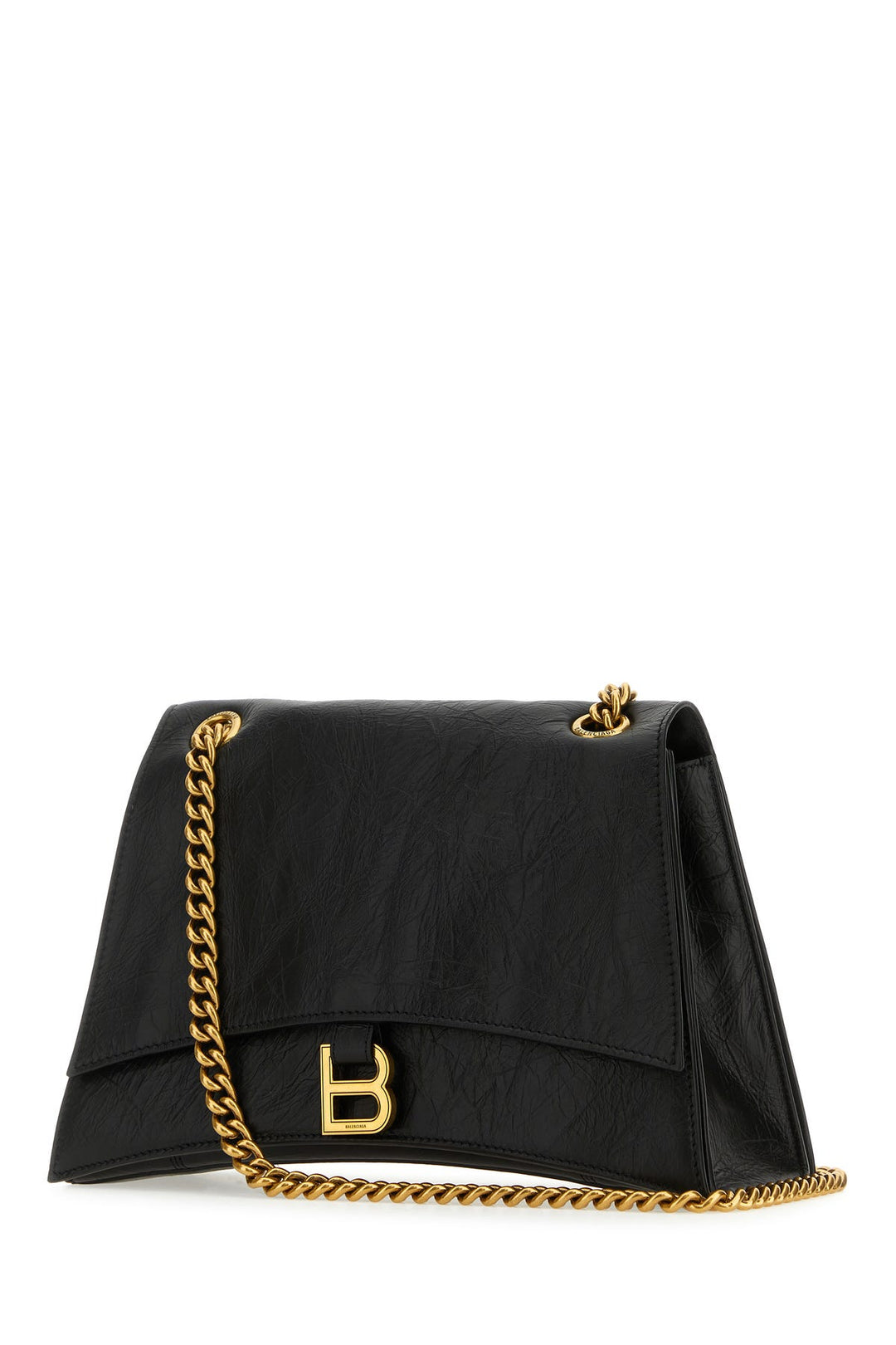 Black leather medium Crush shoulder bag