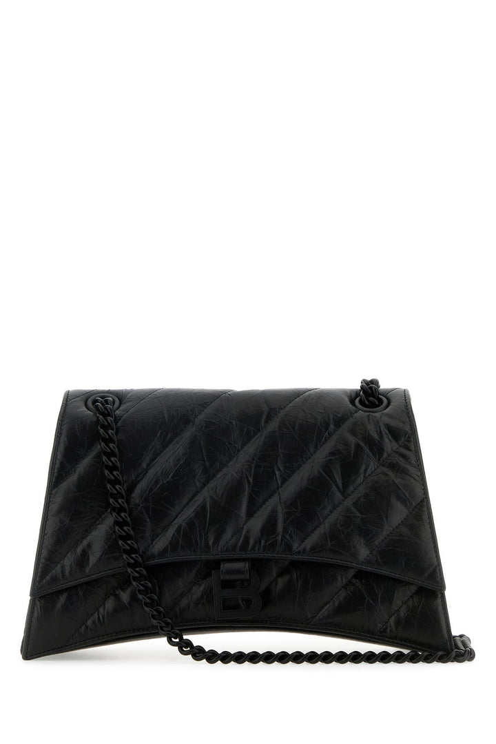 Black leather medium Crush shoulder bag