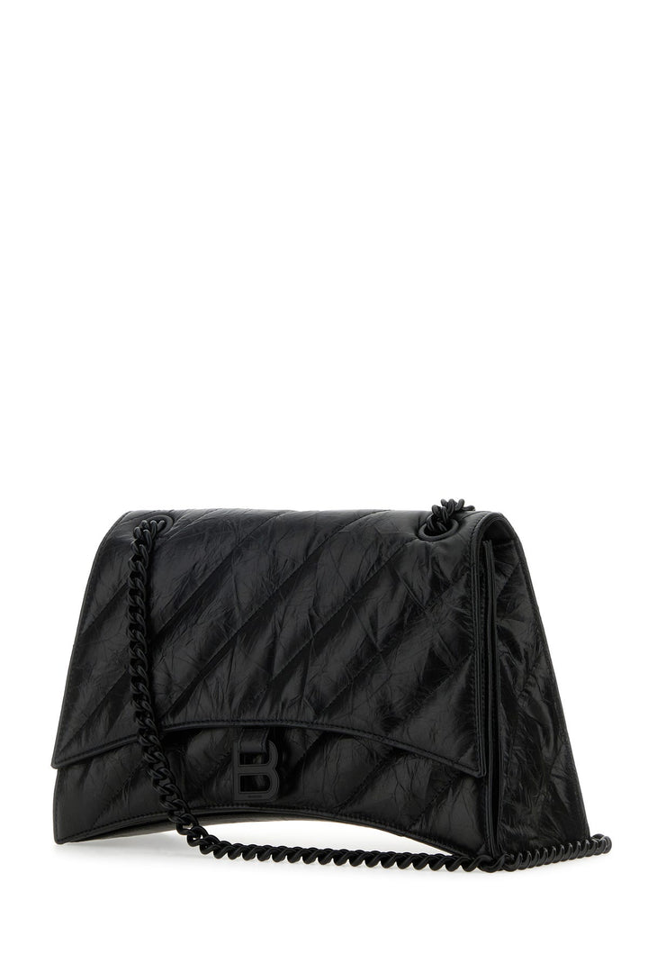 Black leather medium Crush shoulder bag