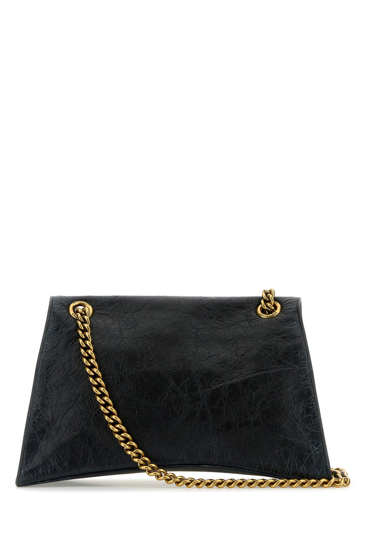 Black leather medium Crush Chain shoulder bag