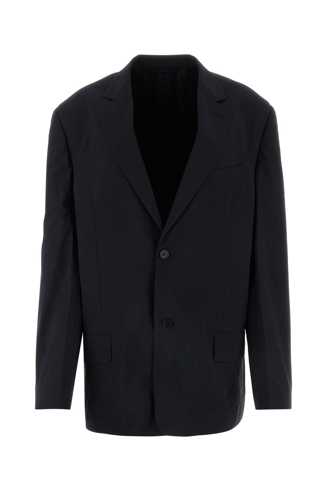 Black nylon oversize blazer