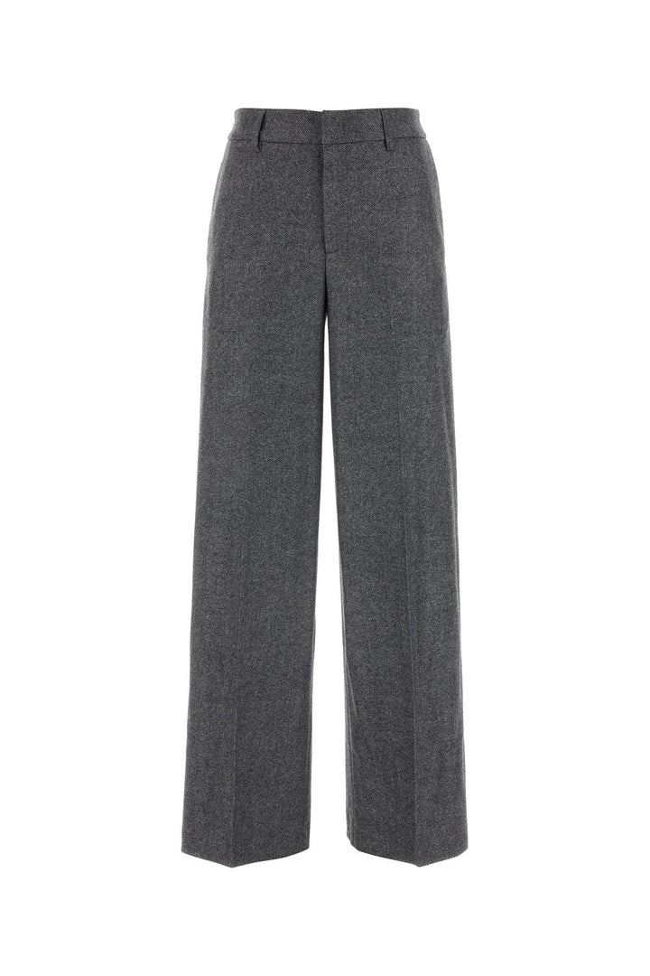 Grey stretch wool blend palazzo pant