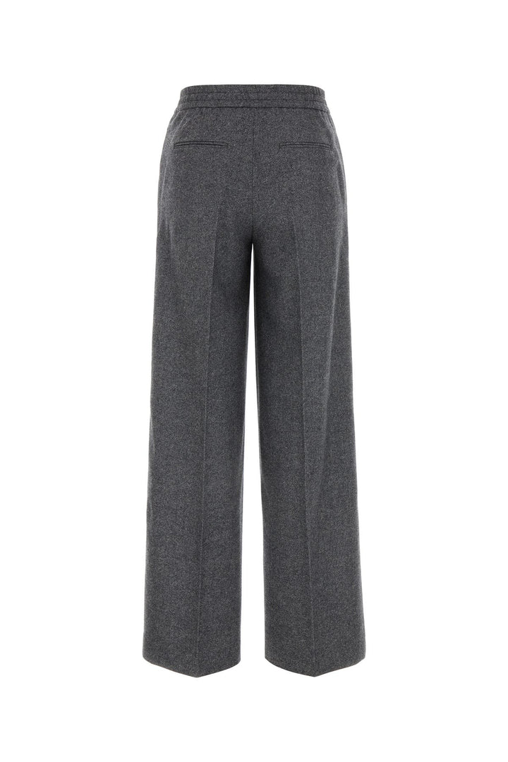 Grey stretch wool blend palazzo pant