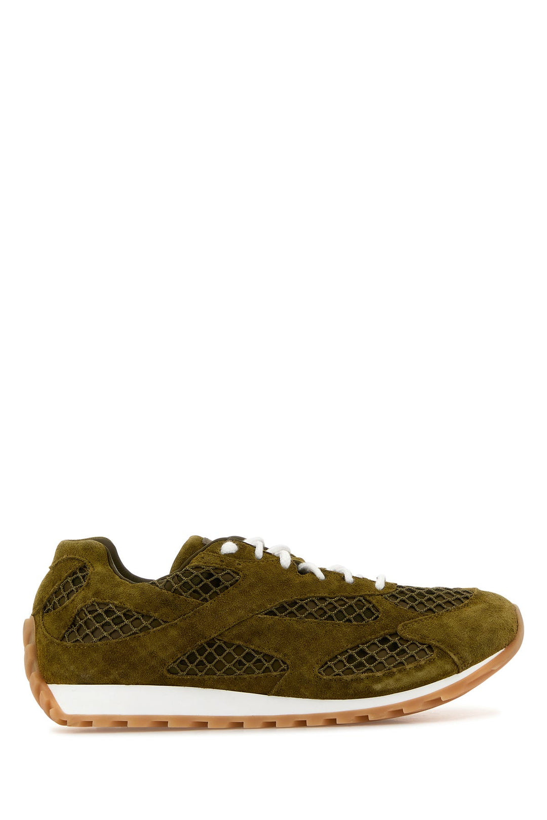 Army green mesh and suede Orbit sneakers