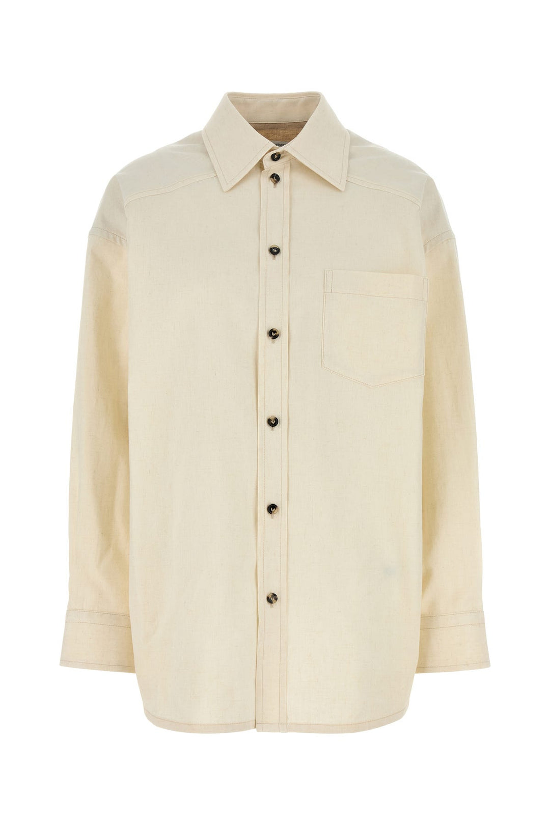 Melange ivory poplin oversize shirt