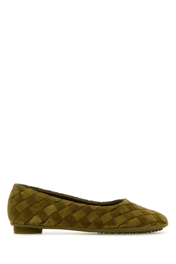 Olive green suede Atomic ballerinas