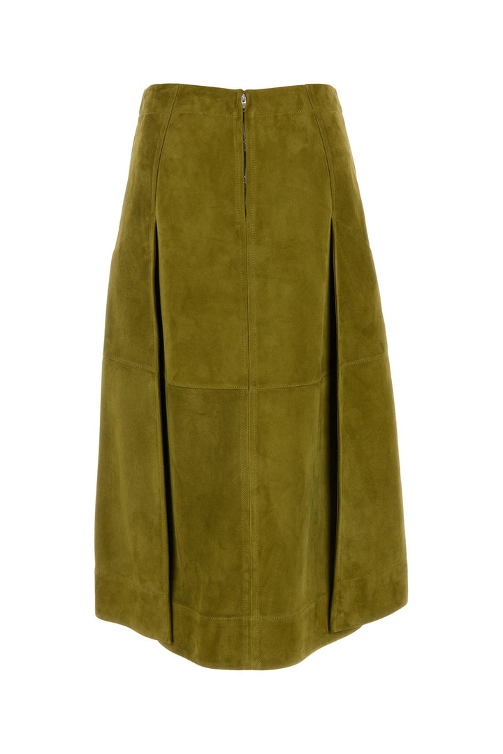 Green suede skirt