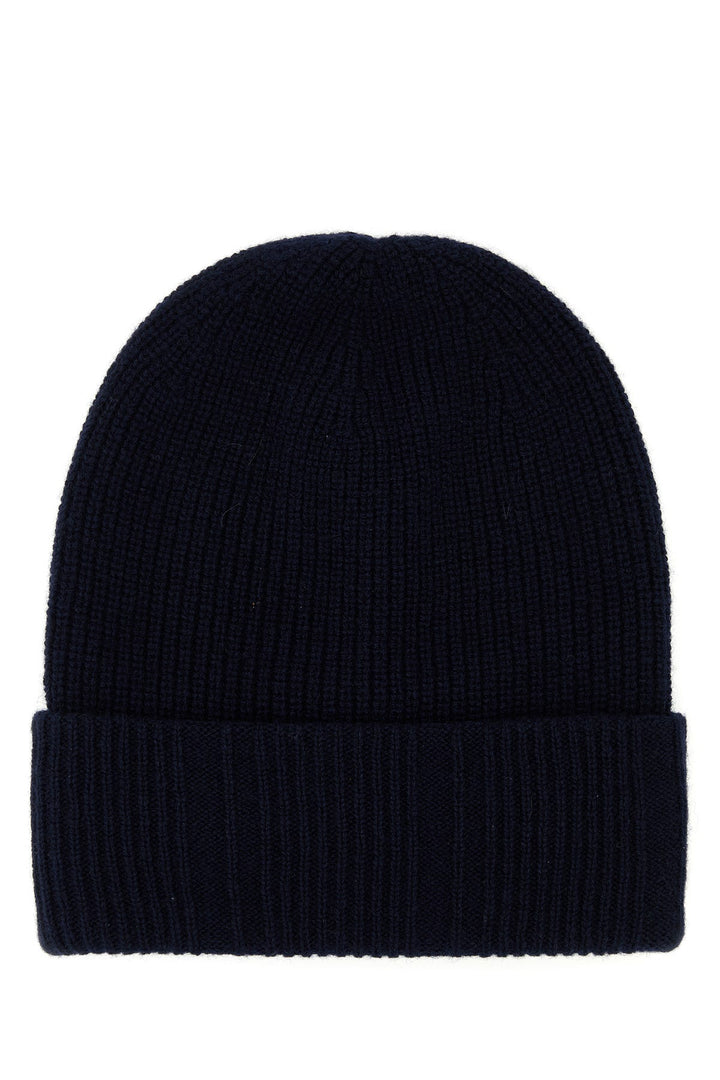 Midnight blue wool blend beanie hat