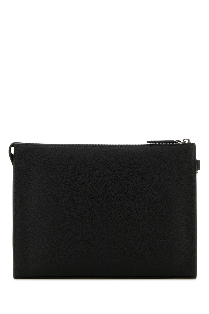 Black leather clutch