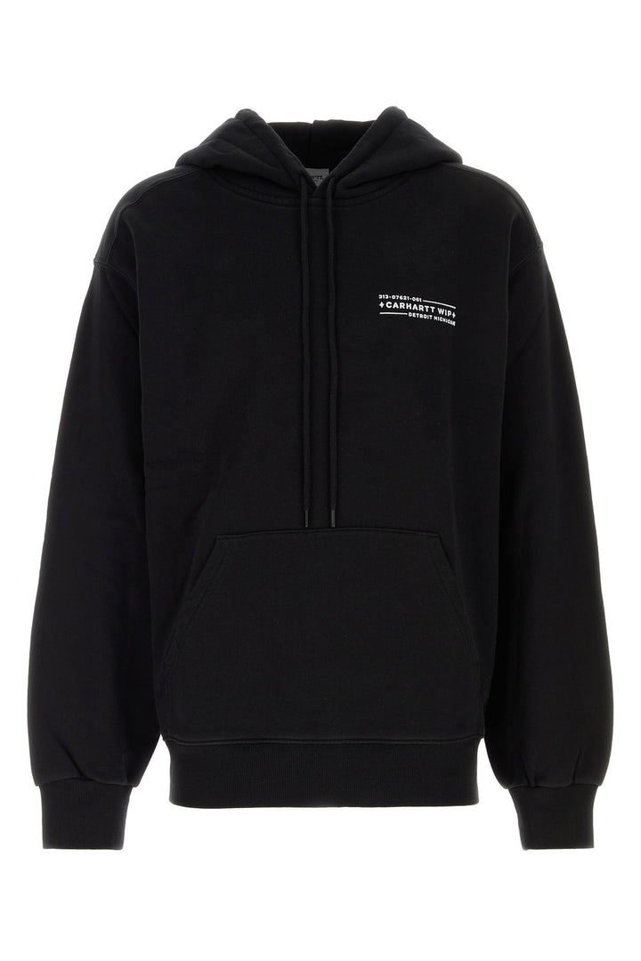 Black cotton Hooded Stamp Sweat