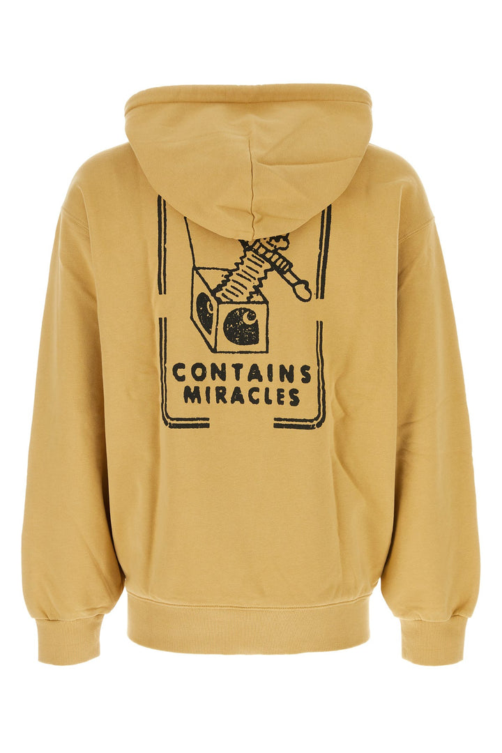 Mustard cotton Hooded Stamp Sweat