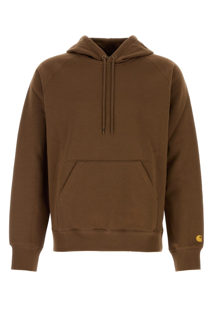 Chocolate cotton blend Hooded Chase Sweat