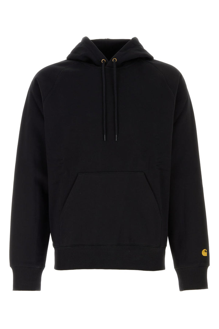 Black cotton blend Hooded Chase Sweat