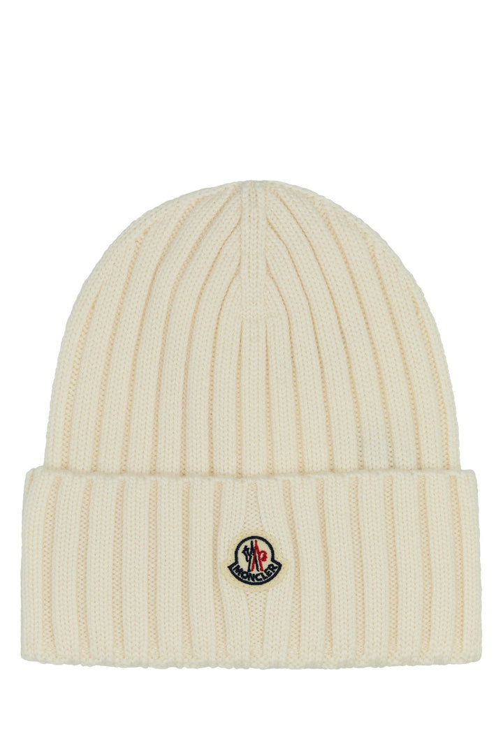 White wool beanie hat