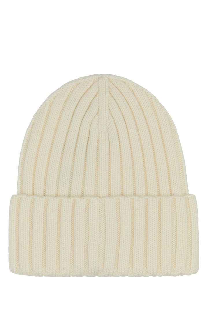 White wool beanie hat