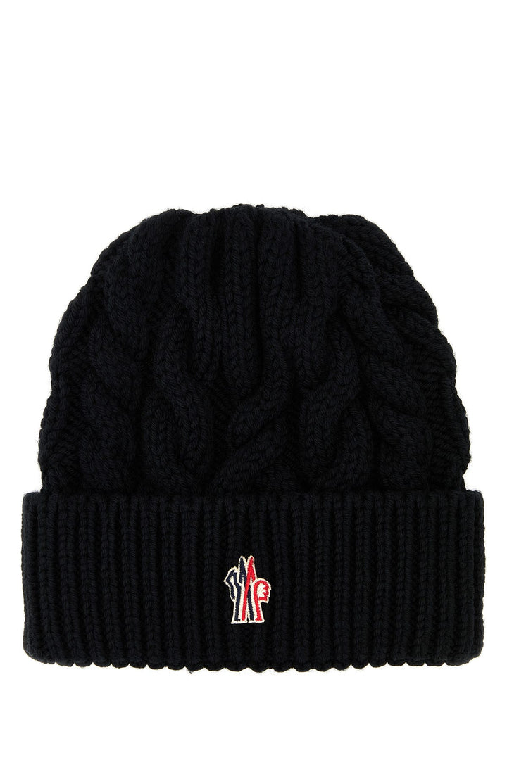 Black wool beanie hat