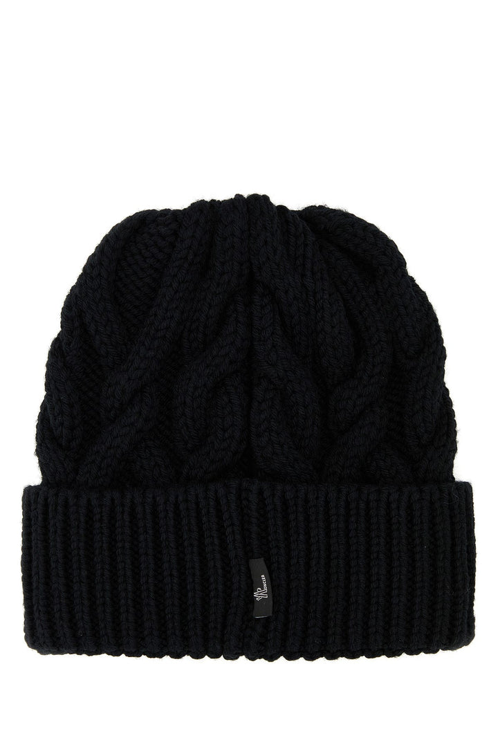 Black wool beanie hat