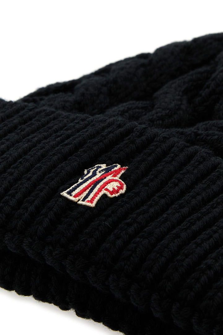 Black wool beanie hat