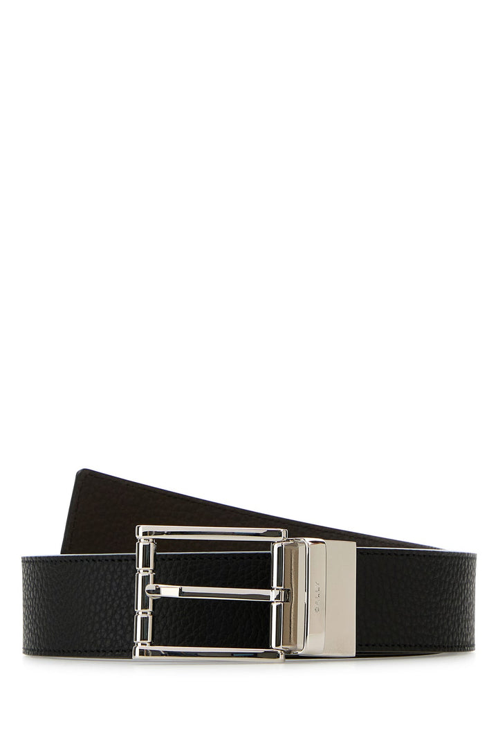 Black leather reversible belt