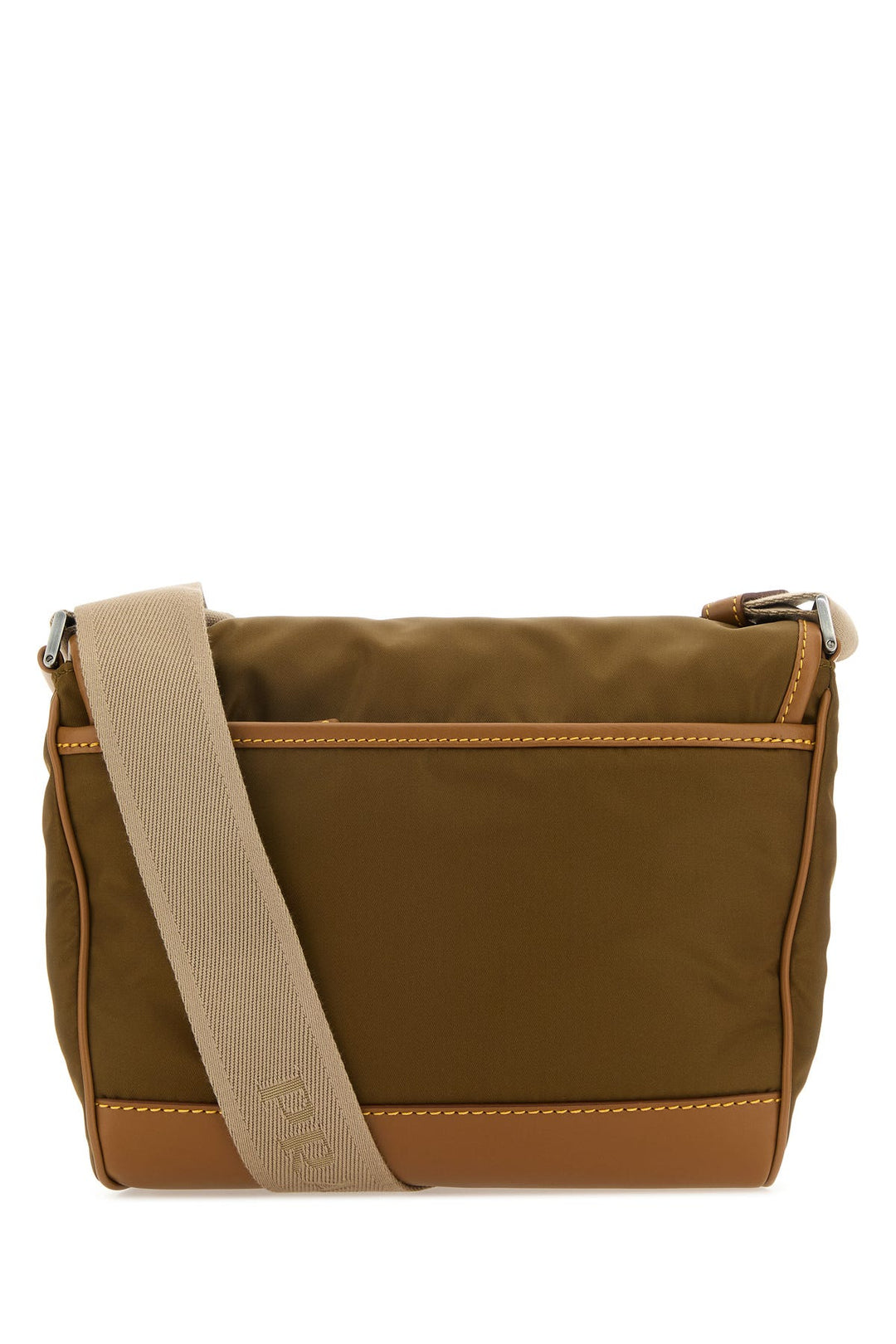 Two-tone nylon and leather crossbody bag