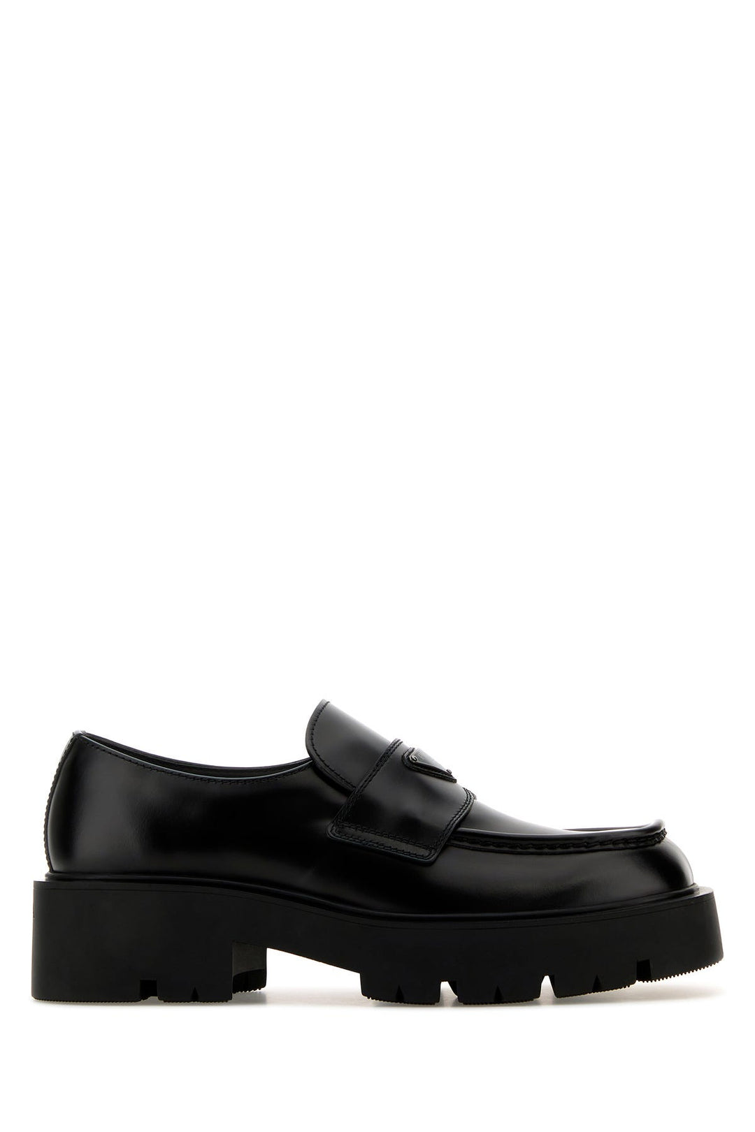 Black leather loafers