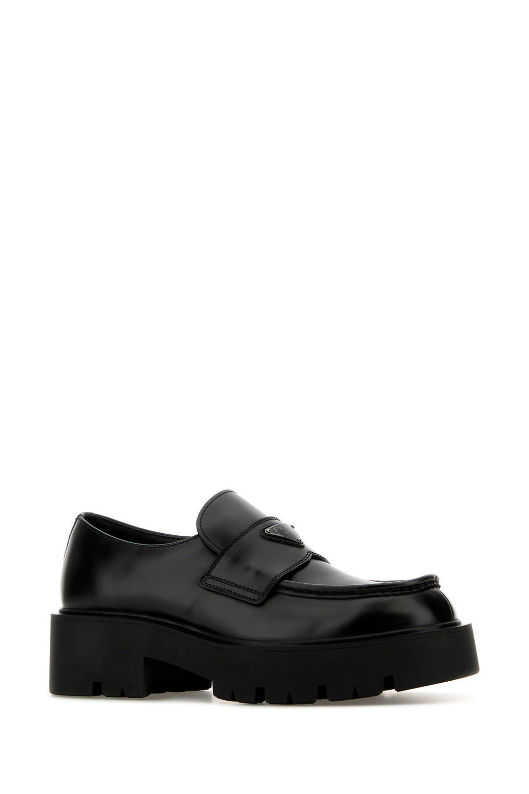 Black leather loafers