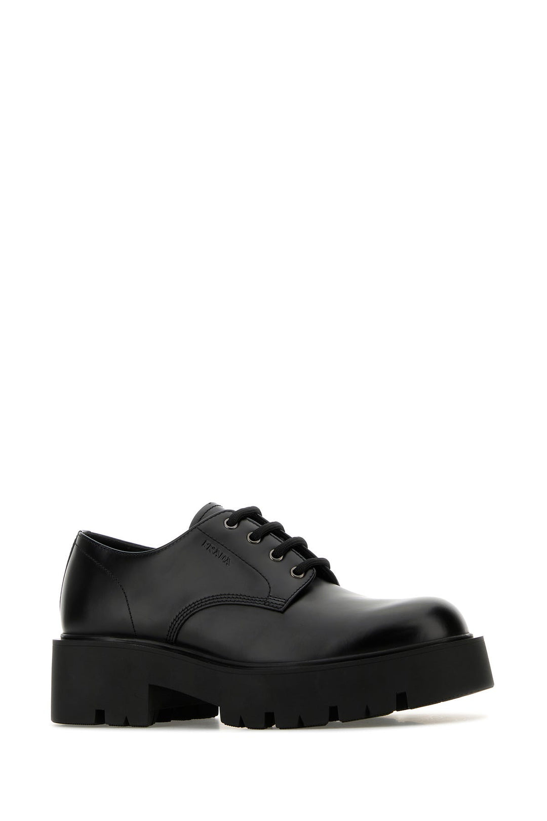 Black leather lace-up shoes