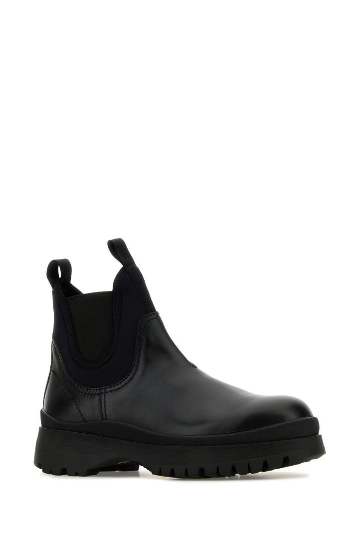 Black leather ankle boots