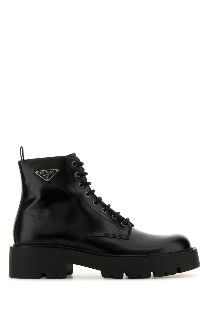 Black leather ankle boots