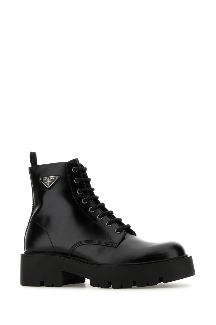 Black leather ankle boots