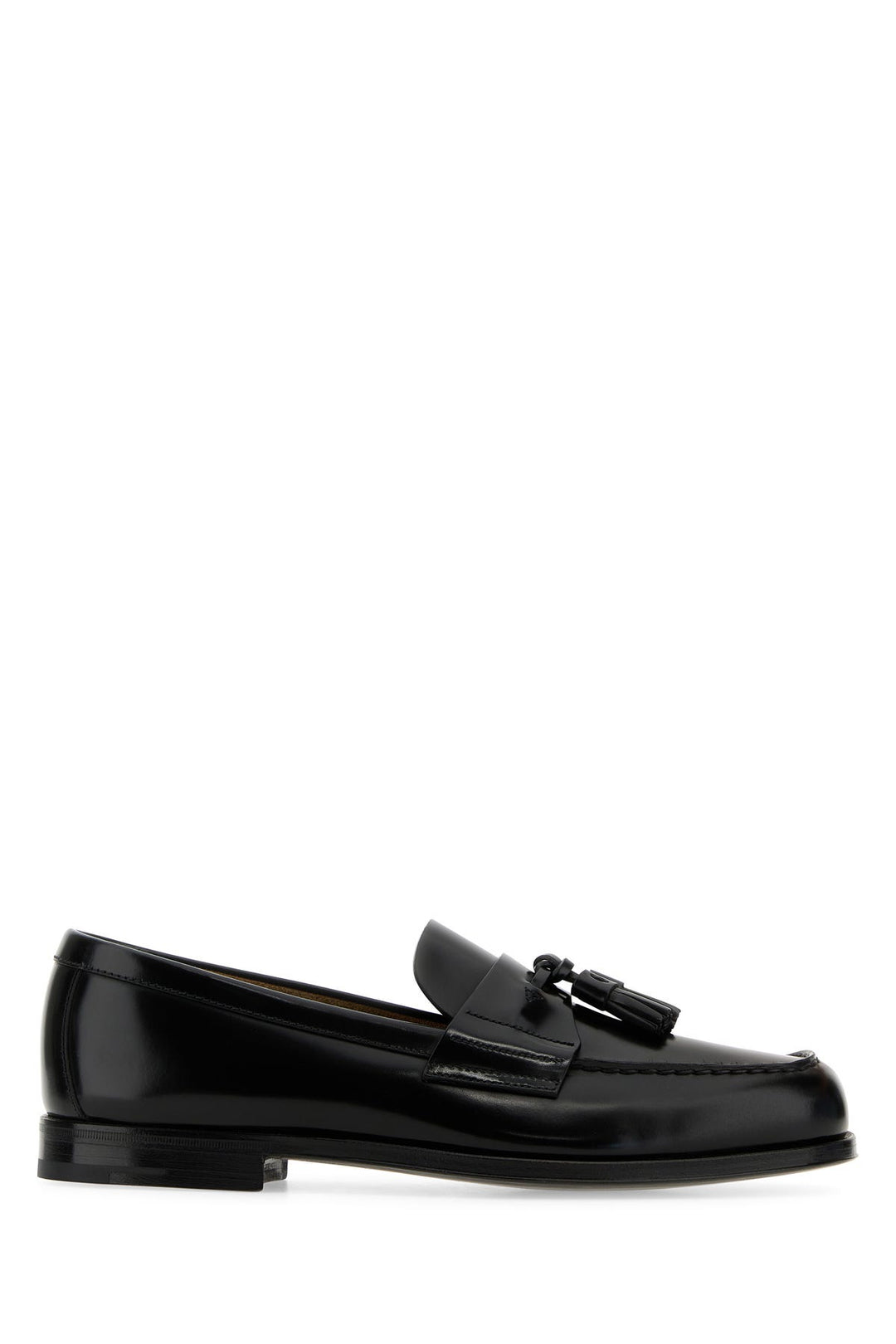 Black leather loafers