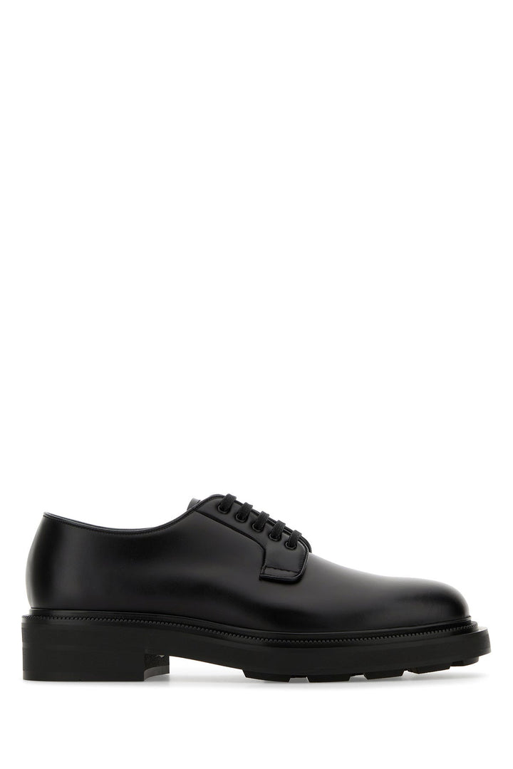 Black leather lace-up shoes