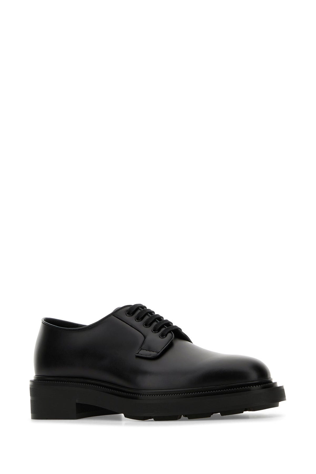 Black leather lace-up shoes