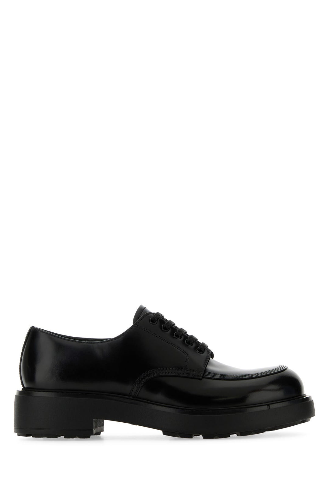 Black leather lace-up shoes