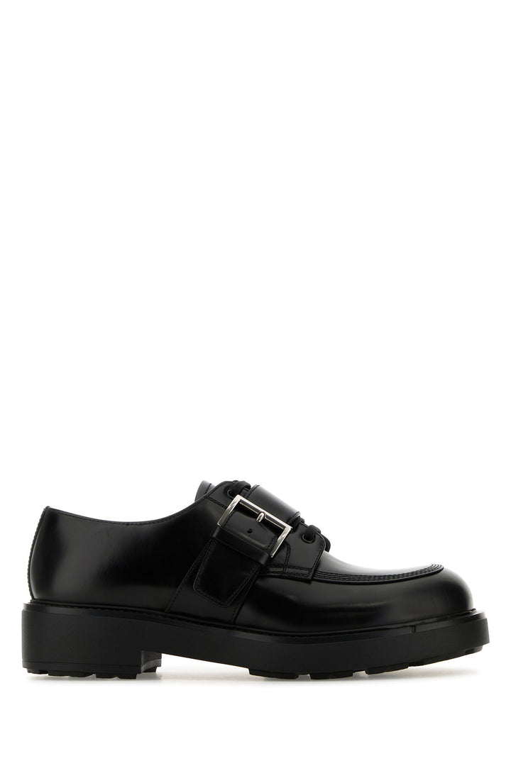 Black leather lace-up shoes