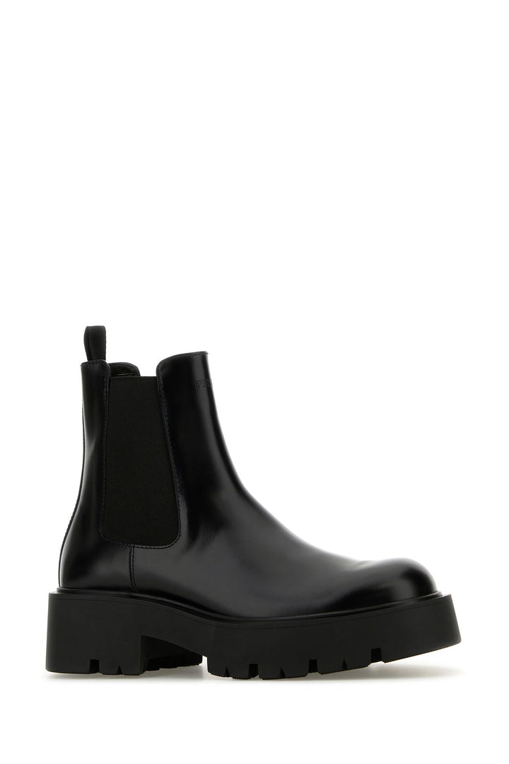 Black leather ankle boots