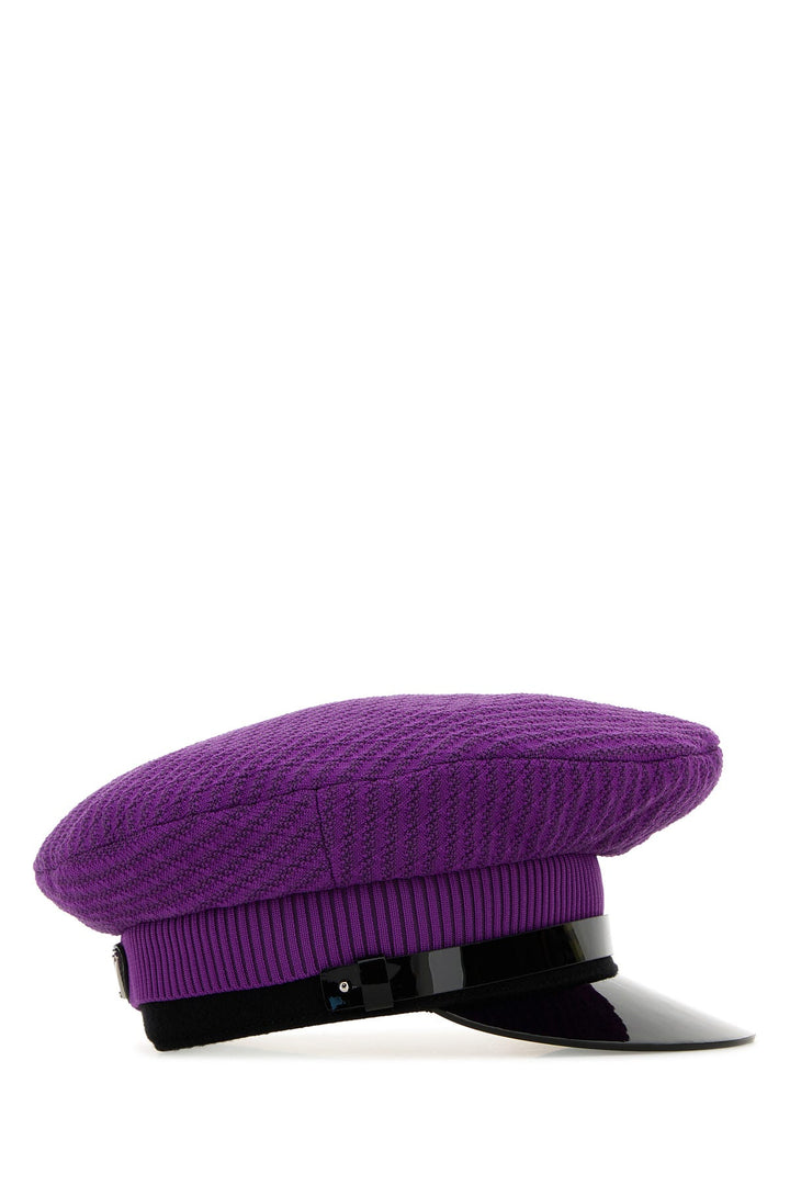 Purple stretch nylon baker boy hat