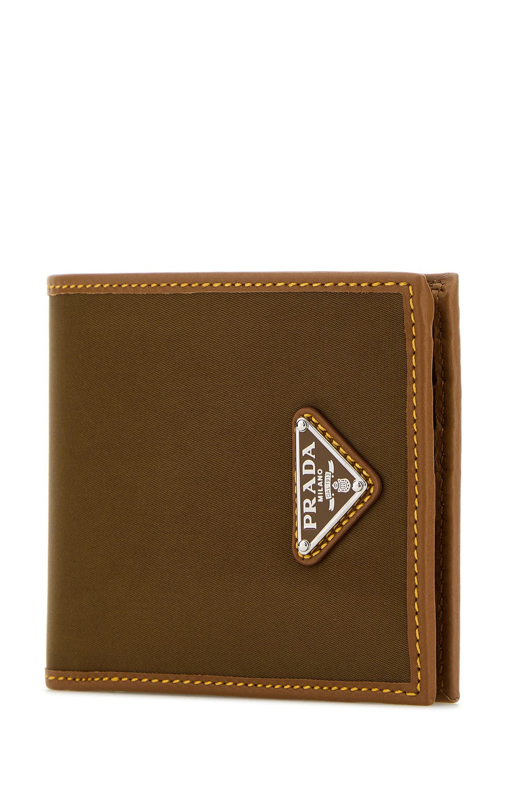 Two-tone fabric and leather wallet