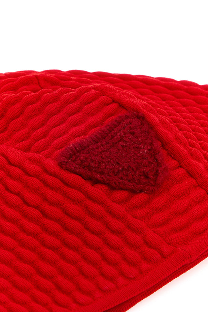 Red stretch nylon blend beanie