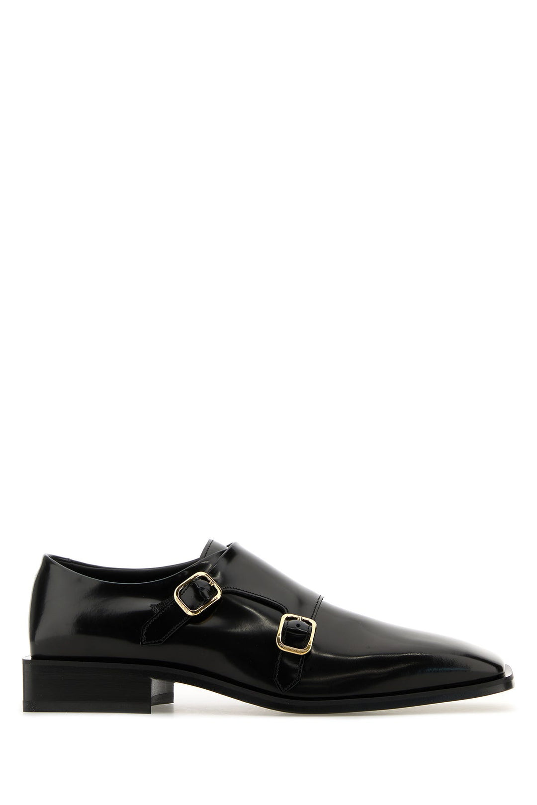 Black leather Caracas monk strap shoes