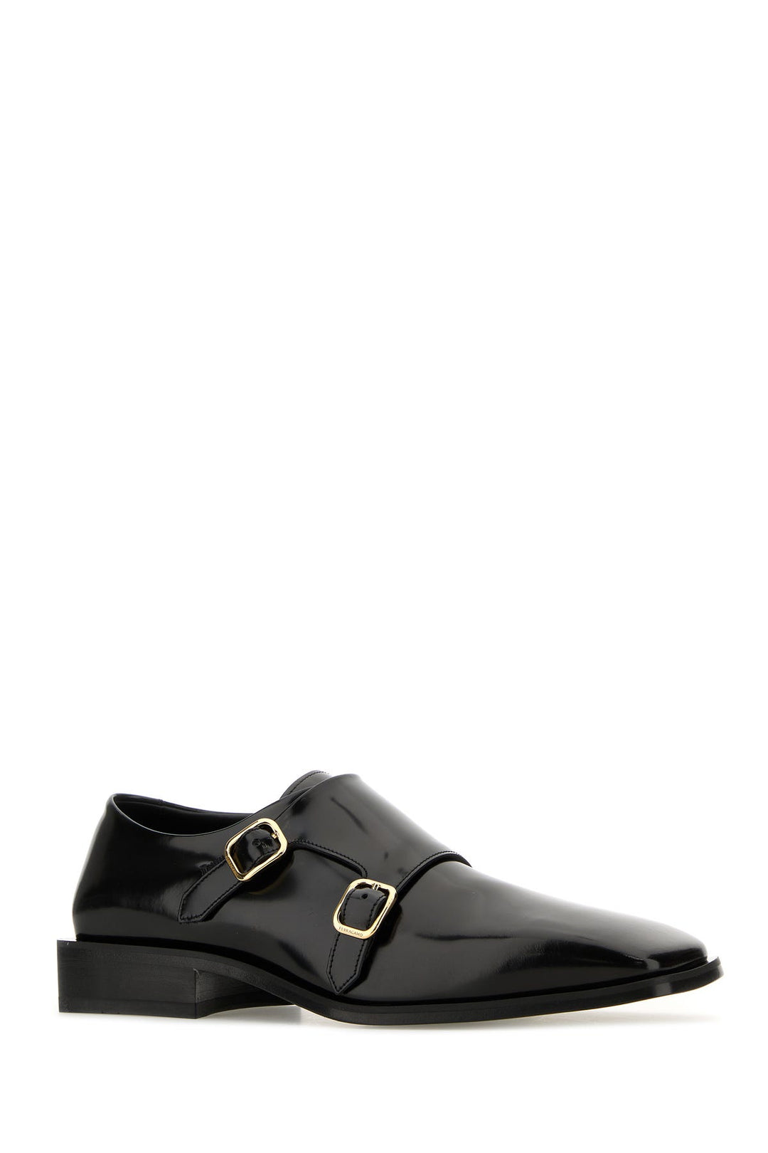 Black leather Caracas monk strap shoes