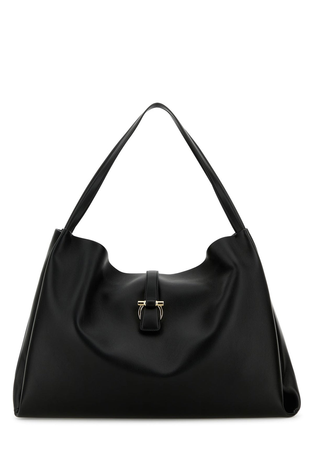 Black leather large shopping bag