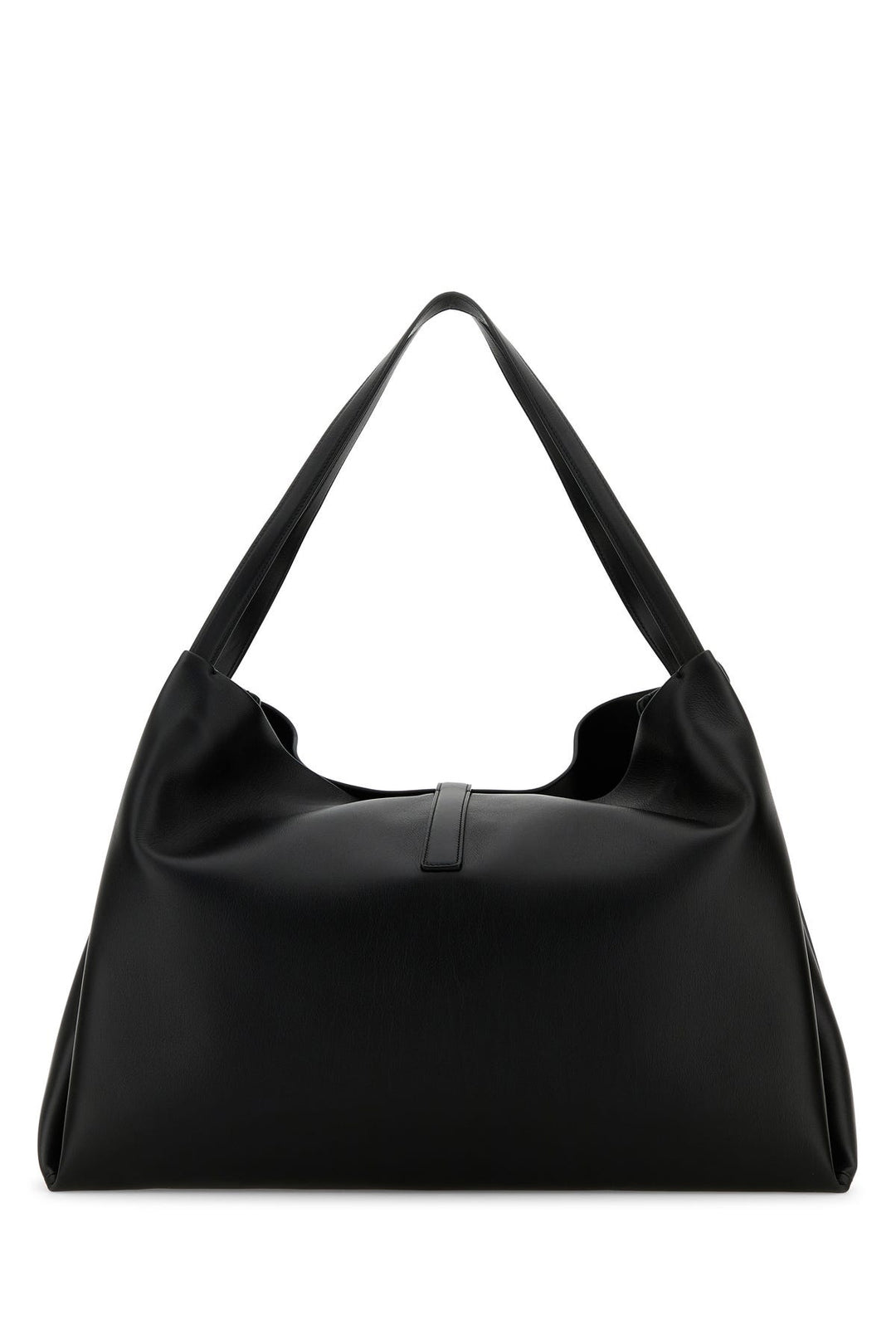 Black leather large shopping bag