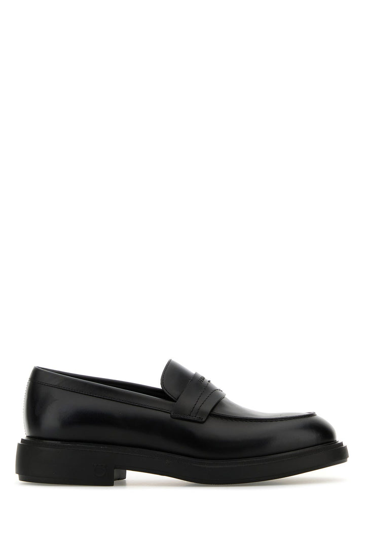 Black leather Caligola loafers