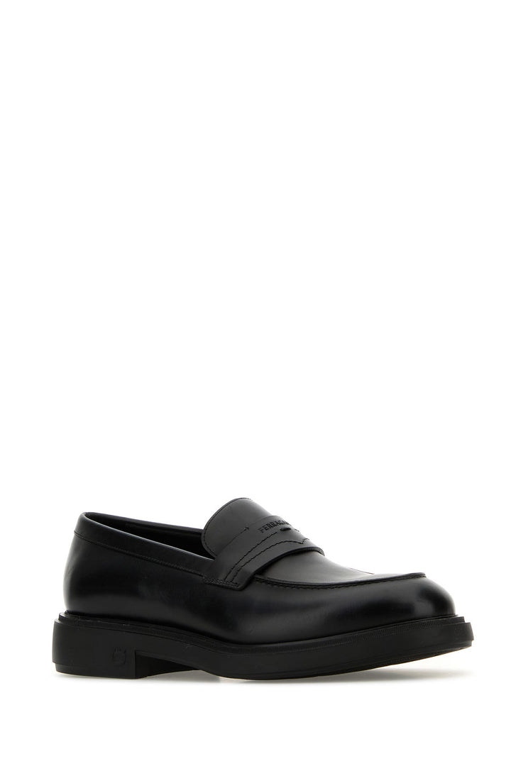 Black leather Caligola loafers