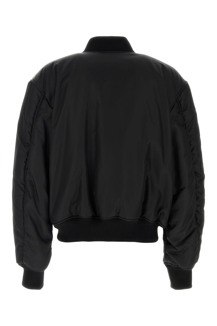 Black nylon padded bomber jacket