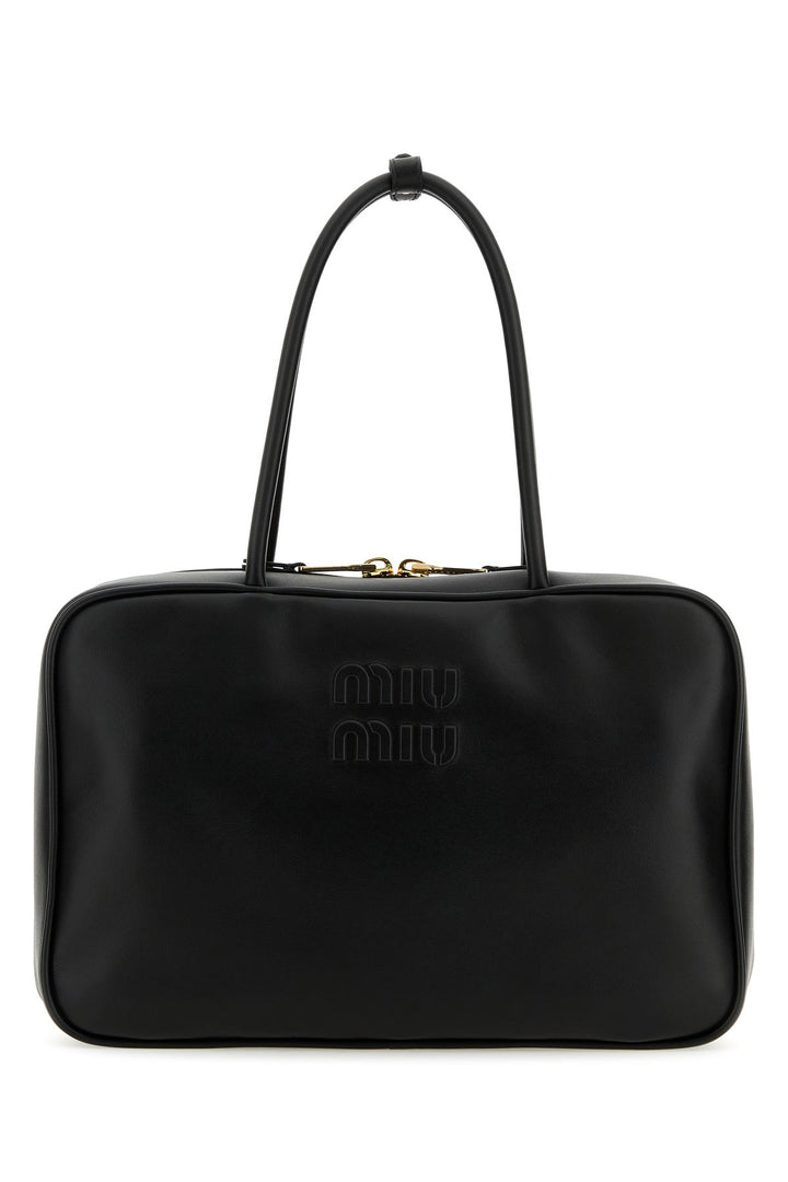 Black leather handbag