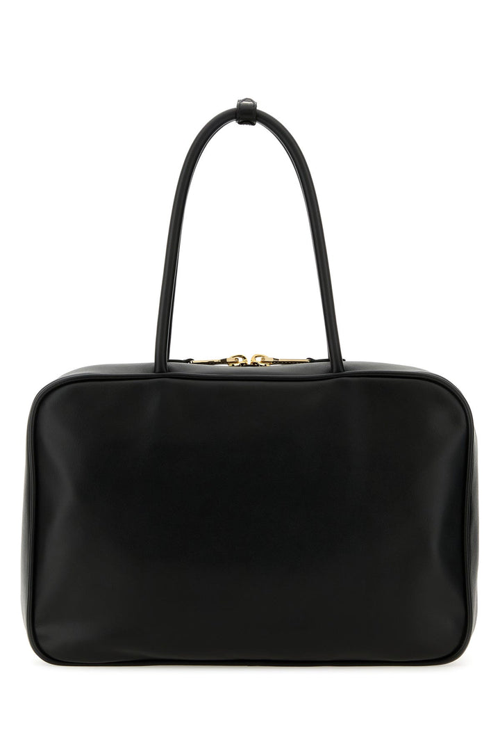 Black leather handbag