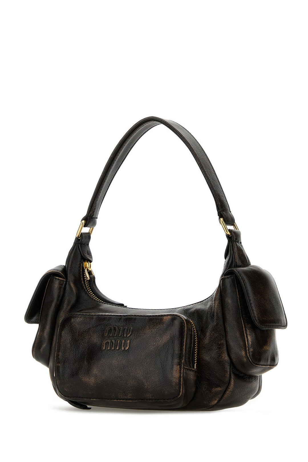 Dark brown nappa leather Pocket shoulder bag